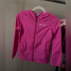 Columbia Girls Pink Hooded Windbreaker Jacket Size M